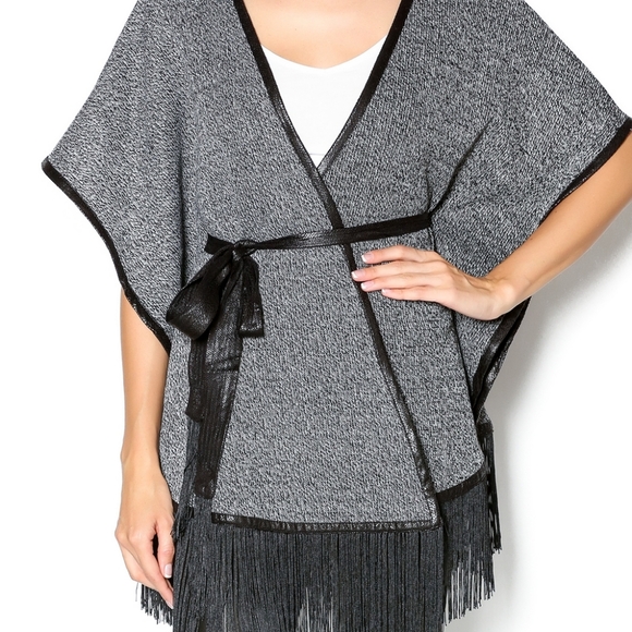 Double Zero Waist Tie Fringe Jacket Cardigan Wrap Size S - Picture 1 of 5